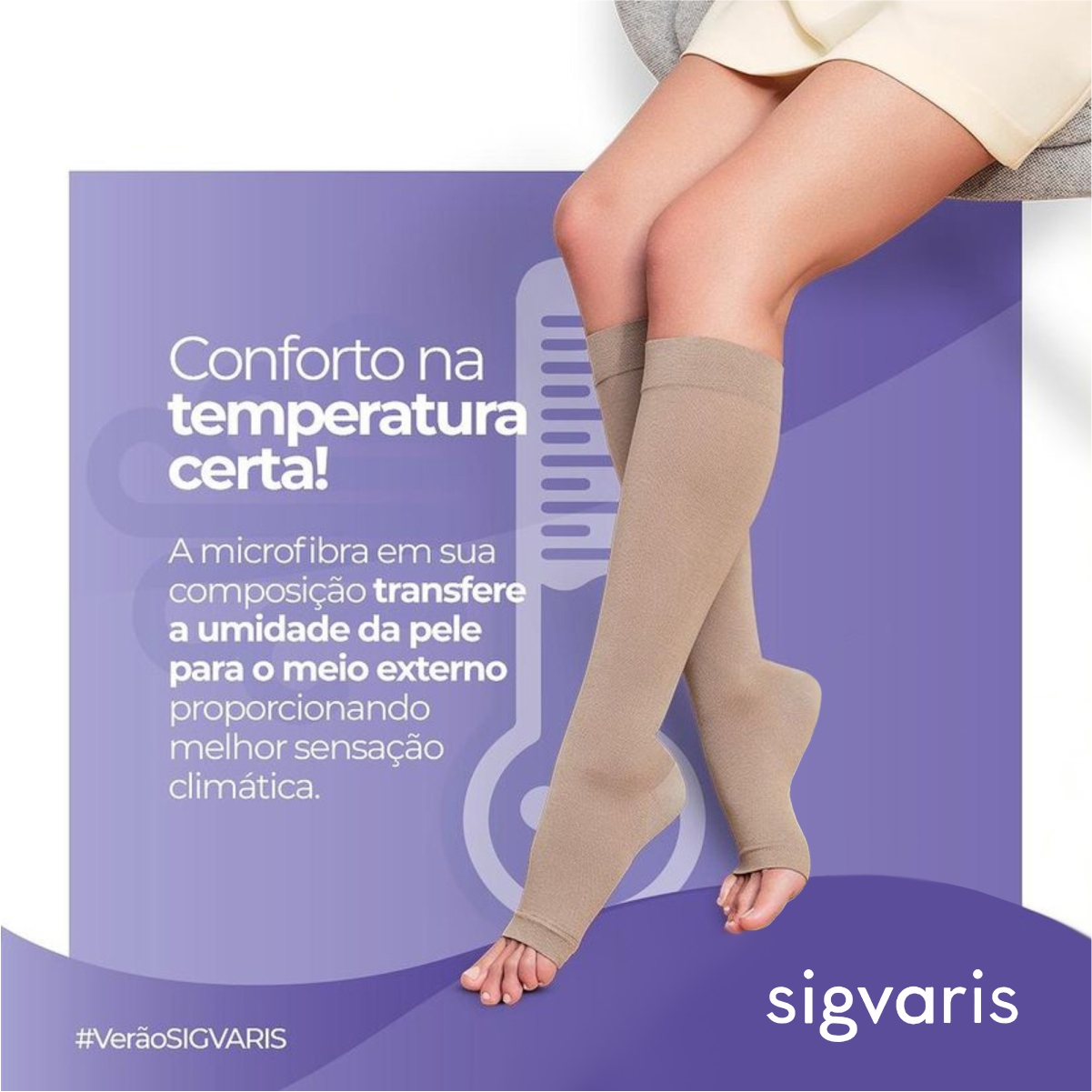 Meia SIGVARIS 3/4 Média Compressão 20-30m...